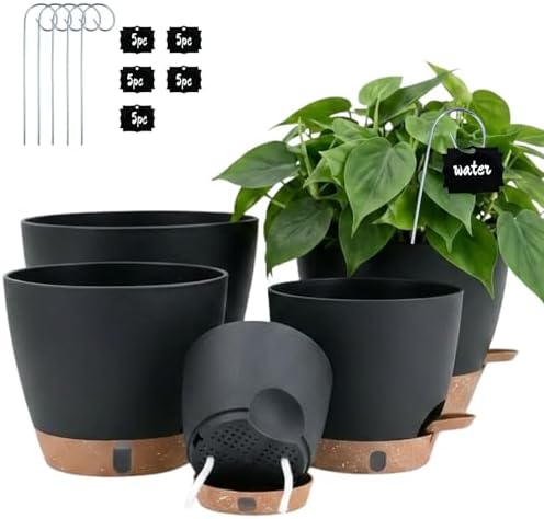 5-Pack 10/9/8/7/6.5Inch Self Watering Plant Pot for Inoor/ Ourdoor Plants by Montresor