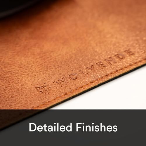 Premium Distressed Faux Vegan Leather Desk Mat | Multifunctional Desk Pad for Home Office | (Brown/Tan, 15.75" x 36") - Image 2