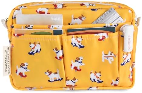 Multiple Pockets Portfolio Organizer with Zipper,Makeup Bag Pencil Pouch by E-WEICHEN