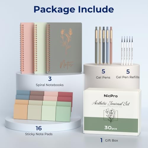 Nicpro 30PCS Cute Spiral Notebook Stationary Set For Women - Image 6