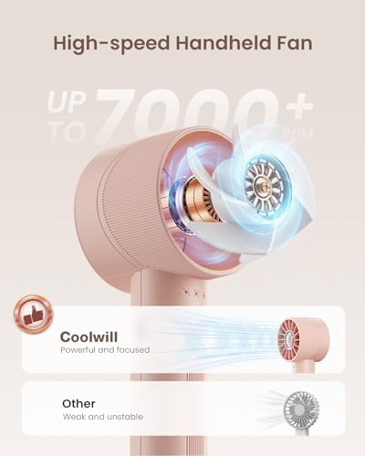 Portable Mini Handheld Turbo Fan, 4 Speed High Velocity Personal [Max 16H Cooling Time], Rechargeable Purse Travel Essentials for Vacation/Beach/Trip - Pink - Image 2
