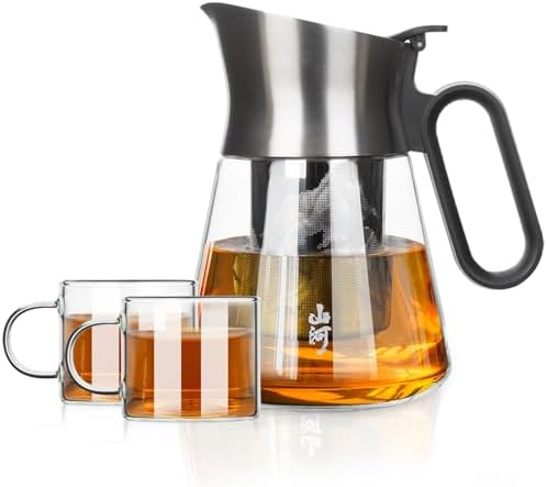ZENS Glass Teapot with Infuser with 2 Cups for Loose Tea Steeper by ZENSLIFESTYLE