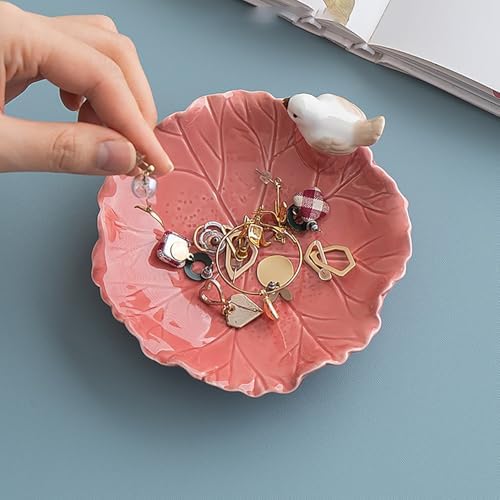 Cute Bird Lotus Ceramic Trinket Dish,Jewelry Ring Dish, Ceramic Trinket Tray, Key Bowl, Dessert Plate,Bathroom Decoration (Blue) - Image 6