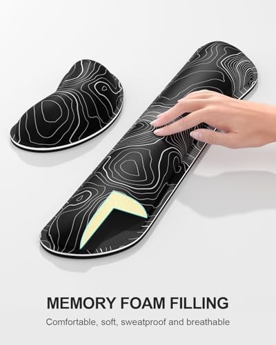 Auhoahsil Large Mouse Pad with Wrist Rests for Keyboard & Mouse, Thick Soft Ergonomic Memory Foam Wrist Supports, Big & Long Desk Mat 35.5 x 15.7 in, for Office Gaming Computer, Black Contour - Image 5