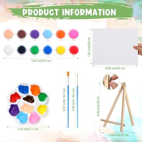 Qilery 24 Set 8 x 10 Inch Canvas Boards and Easel for Painting, Acrylic Paint Strips, Brushes, Palettes, Art Painting Kits for Artists Beginners Oil Acrylic Craft Party Favors - Image 2