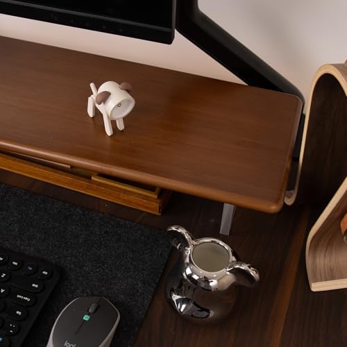 Bamboo Monitor Stand Riser, Brown Desk Shelf with Acrylic Legs - Image 3