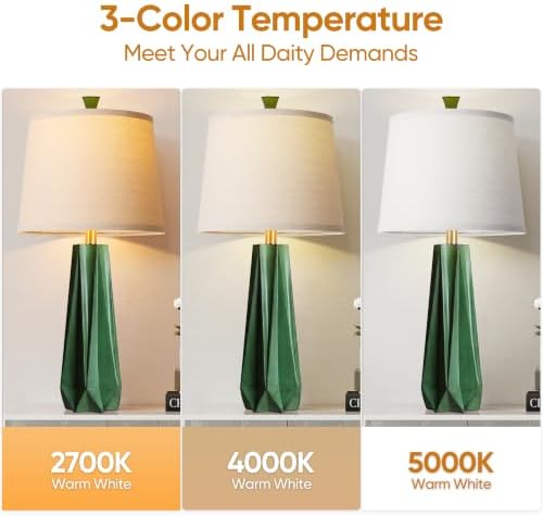 WIHTU 27" Resin Table Lamp Set of 2, Green Desk Lamp, Beside Lamp for Decor - Image 2