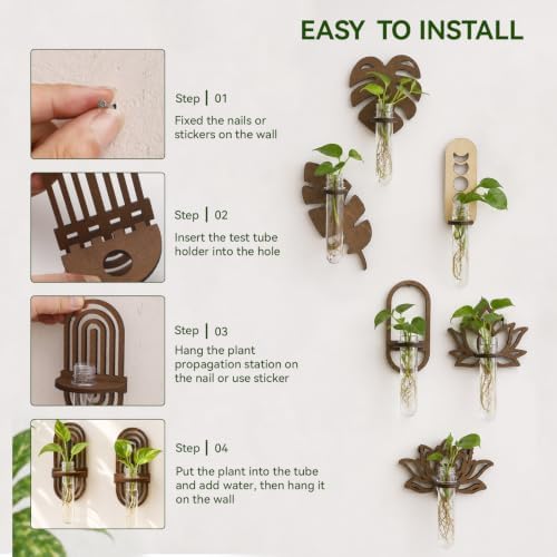 Artilady Plant Propagation Station Wall Hanging, Wood Arch Terrariums Tube - Image 2