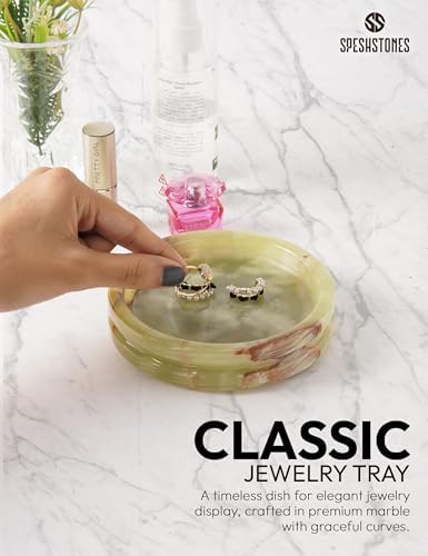 Marble Jewelry Dish, 5" Handmade Green Ring Tray - Image 4
