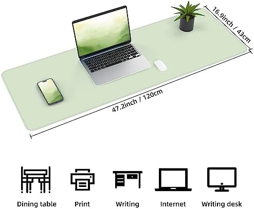 AFIING Leather Desk Pad Protector, Large Desk Mat with Natural Cork & PU Leather, Mouse Pad, Non-Slip, Waterproof Desk Writing Pad for Office and Home, Light Green - Image 3