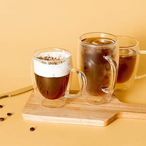 MEWAY 16oz/2 pack Coffee Mugs,Thickened Clear Glass Double Wall Cup with handle for Coffee, Tea, Latte, Cappuccino (16 oz，2) - Image 6