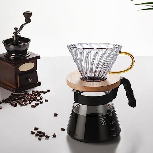 Gute Glass Pour Over Coffee Dripper 1-4 Cups with Bamboo Stand & Handle - Image 3