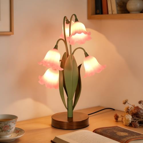 Flower Table Lamp for Bedroom, LED Cute Reading Light by NewAoNaSenLighting