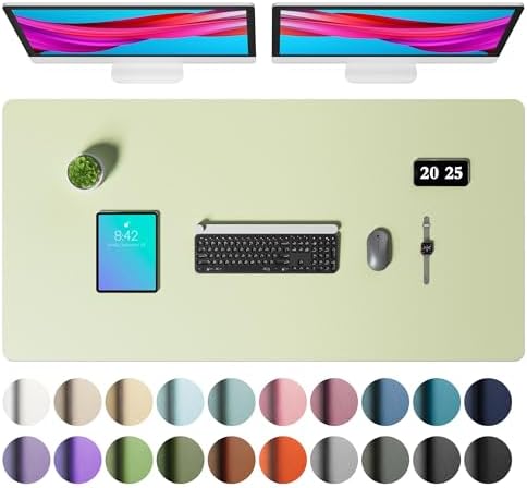 Aothia Faux Leather Desk Mat – Large Mouse Pad, Non-Slip PU Leather Blotter, Waterproof Writing Surface for Office and Home (Grass Green, 47.2" x 23.6") by AothiaSimpleNaturalUnique