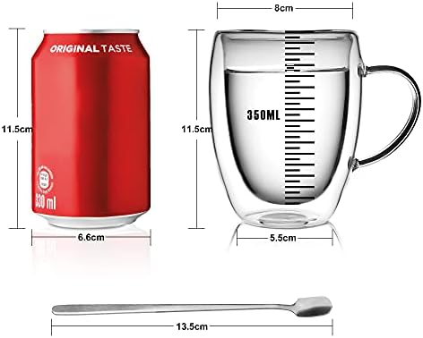 LIBWYS 6 Pack Double Walled Coffee Cups Glasses Mug 12oz Borosilicate Glass - Image 5