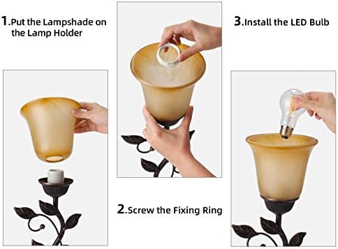 Touch Control Leaf Vintage Table Lamp with 3-Way Dimmable 2 USB C+A Ports - Image 5