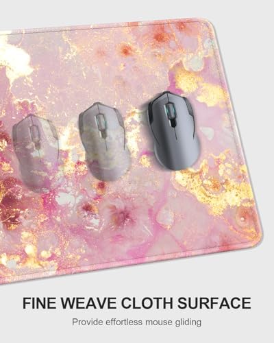 Auhoahsil Large Mouse Pad with Wrist Rests for Keyboard & Mouse, Thick Soft Ergonomic Memory Foam Wrist Supports, Big & Long Desk Mat 35.5 x 15.7 in, for Office Gaming Computer, Pink Gold Marble - Image 4