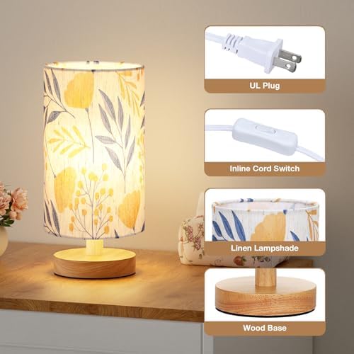 Fenmzee Small Table Lamps (Ginkgo Cream Shade, 9" Inline Control) - Image 2