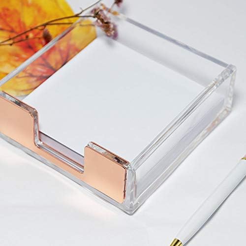 MultiBey Rose Gold Sticky Note Holder Clear Acrylic Memo Pad Dispenser - Image 7