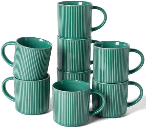 famiware Coffee Mug Set of 8, Star 12 oz Ceramic Mugs Cups Set with Handle by Famiware