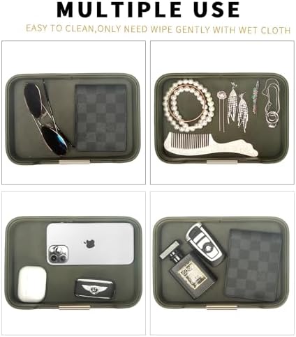SANZIE Luxury Leather Tray Organizer, Valet Tray Key Bowl (Khaki Green) - Image 2