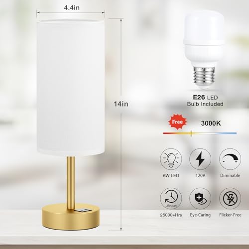Dicoool Bedside Table Lamp for Bedroom - 3-Way Dimmable Touch Lamp, USB A+C - Image 5
