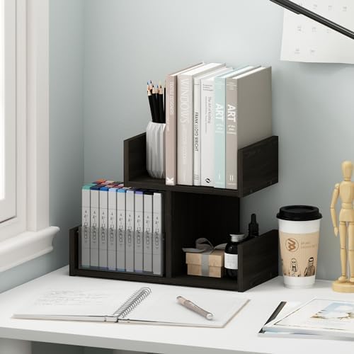 Furinno HERMITE Desk File Folder Organizers, 3-Shelf Desktop Office Organization Racks, Desk Top Display Book Shelf, for Paper, Office Supplies, Magazine, Espresso - Image 2