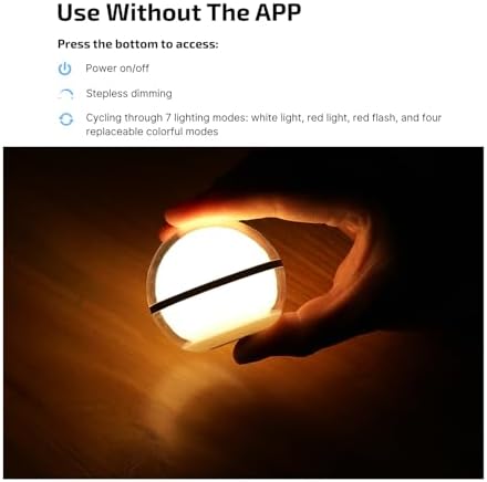OLIGHT Sphere Smart Night Light, 75 lumens Stepless Dimming Table Lamp with Remotely APP Control, Magnetic Rechargeable RGB Ambient Lighting for Sleeping, Reading, and Relaxation - Image 3