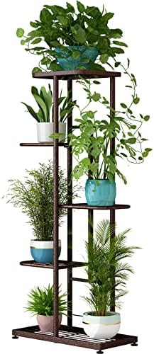 LINZINAR 5 Tier Plant Stand Indoor Outdoor Metal Flower Pot Display Shelf by LINZINAR