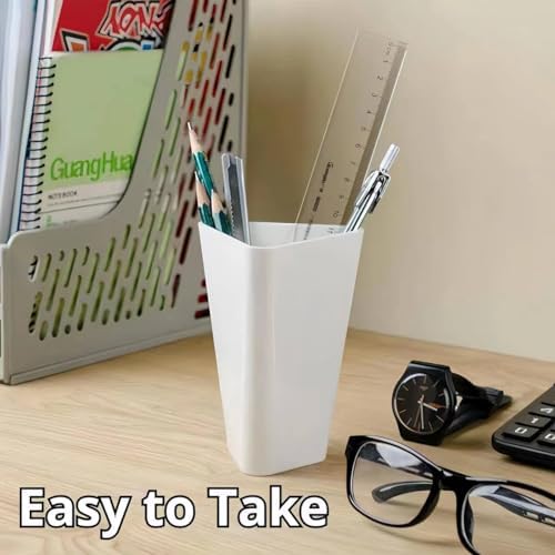 Minimalist Designer Pen Holder for Desk Cute Office Supplies Cubicle Decor Workspace Accessories Boho Makeup Organizer for Women Girls Pencil Cup Aesthetic Caddy for Home Office Supplies (Black) - Image 5