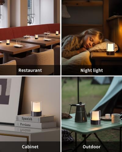 4" Black Cordless Table Lamp Set of 2, Outdoor Rechargeable Lamp - Image 6