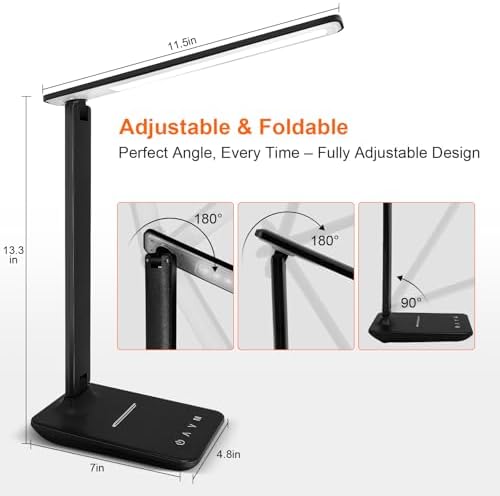 LED Desk Lamp for Office Home, 500LM Bright Touch Control USB Charging Port - Image 6