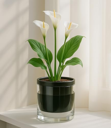 D'vine Dev Self-Watering Black Terracotta Planter Pot, 6 in, 37-X-B-3 - Image 2