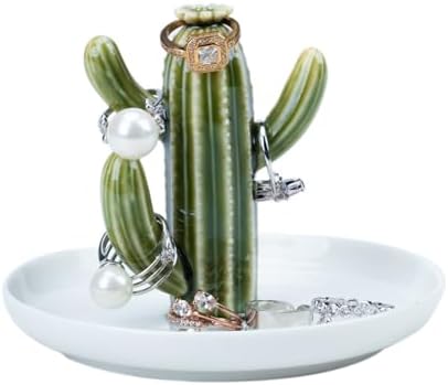 Cactus Jewelry Dish, Ceramic Trinket Tray for Ring Earring by FancyLemon