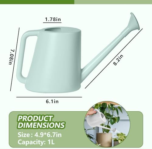 ZXJ Plant Watering Can - for Indoor and Outdoor Home Garden Plants - with Long Spout - Light Green - 1/2 Gallon - Image 2