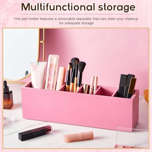 Jetec Wooden Pencil Pen Holder for Desk, Pink, 6 Compartments - Image 4