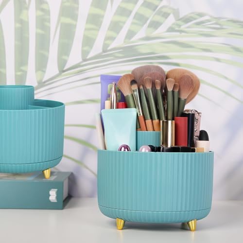 SKYDUE Makeup Organizer, Rotating Pencil Pen Holder for Desk, Dual-Purpose Desktop Organizer for Cosmetics & Pens, Makeup Brush Holder with 5 Slots, Pencil Cup for Office, Home - Image 5