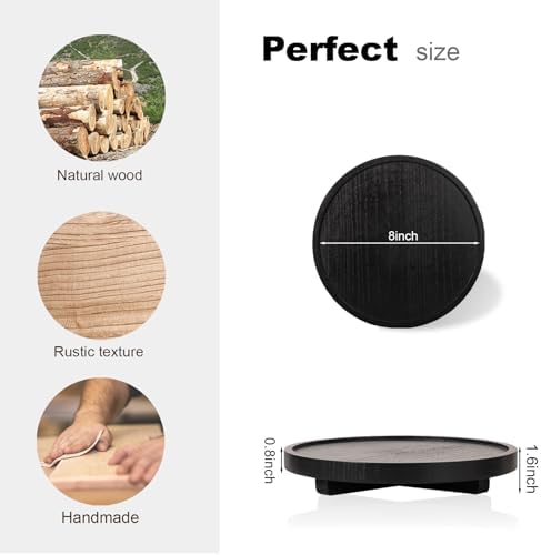 Round Decorative Tray Farmhouse Kitchen Decor Soap Dish, 8" Black - Image 4