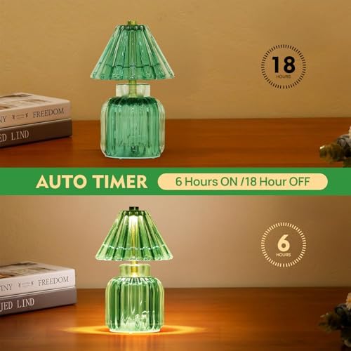 Small Battery Operated Lamp with Timer, Jelly Green - Image 3
