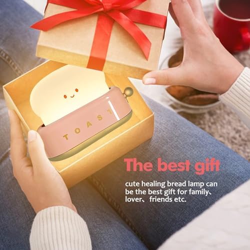 QANYI Cute Desk Decor Toaster Lamp, Kawaii LED Toast Bread Night Light Rechargeable and Portable Light with Timer, Christmas Gifts Ideas for Baby Kids Girls Teens Teenages - Image 3