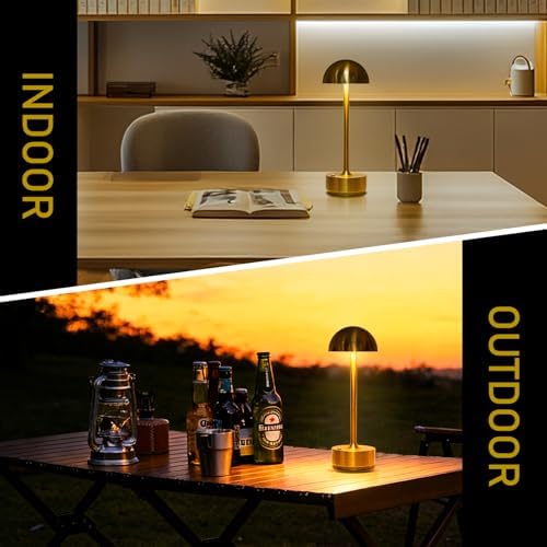 Cordless LED Table Lamp Rechargeable Table Lights Outdoor Gold - Image 5