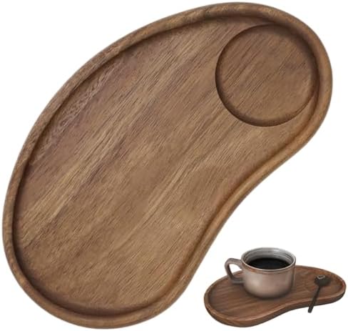 Wood Serving Tray, Irregular Decorative Tray for Coffee Table Snack Breakfast, 9.5x5.1 inch - Image 4