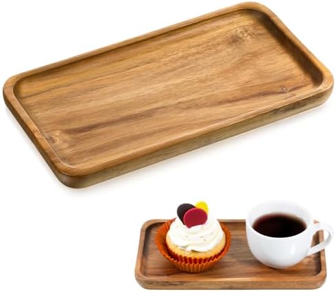 Small Acacia Wood Serving Trays, 4 x 7.5 inch Rectangle Wooden Trays Mini Charcuterie Boards Natural Wood Boards Small Cheese Board for Tea Coffee Kitchen by Unknown