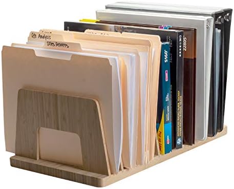 MobileVision Bamboo Desktop File Folder Organizer and Paper Tray, 10 Slots by MobileVision