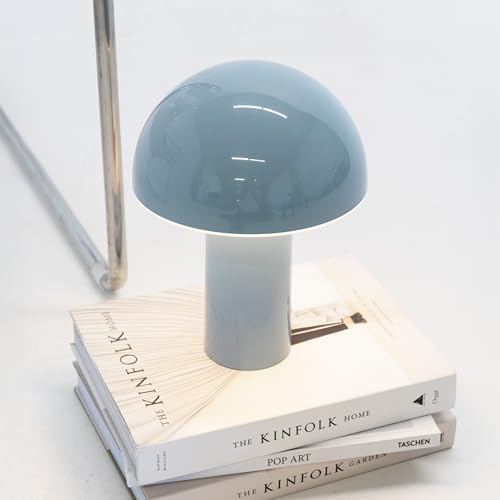 Brightech Celia Small Lamp – 10" Touch-Controlled Mushroom Table Lamp, Cordless & Dimmable LED, Portable & Rechargeable Bedside Night Light, Sustainable Recycled Modern Lamp for Home Décor, Light Blue - Image 5