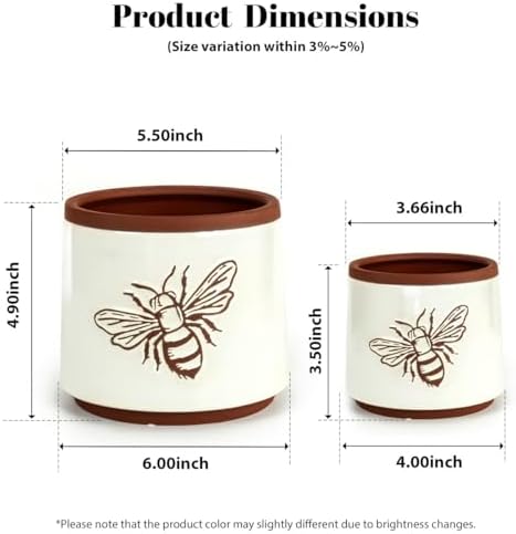 Terracotta Pots, 6+4 Inch Plant Pots, 2 Pcs with Drainage Holes - Image 4