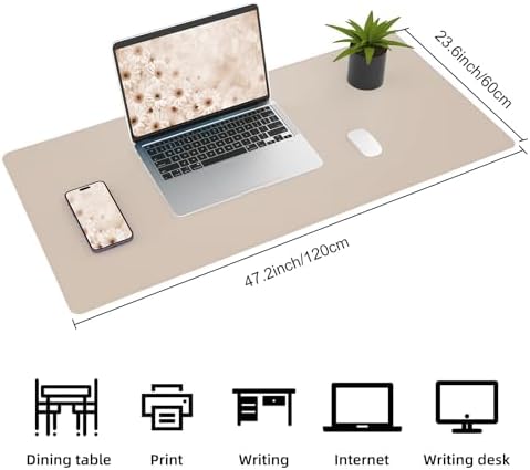 AFIING Cork Desk Mat 47" x 23.6", Dual-Sided Natural Cork & PU Leather Desk Pad, Non-Slip Waterproof Large Mouse Pad for Office, Home & Gaming, Beige - Image 3