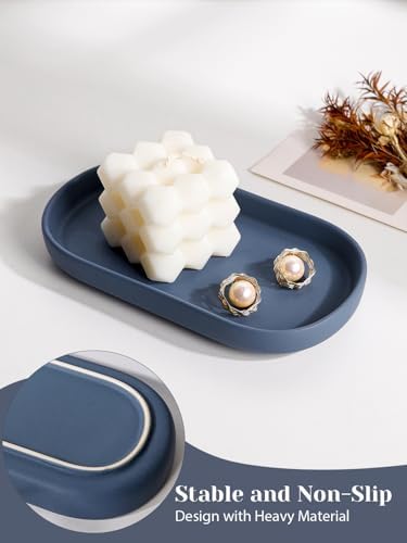 INGOFIN 7" Ceramic Bathroom Vanity Tray- Bathroom Organizer Countertop Tray for Perfume, Jewelry, Candles, Small Kitchen Counter Soap Tray, Decorative for Bathroom Vanity, Toilet Tank, Blue - Image 5