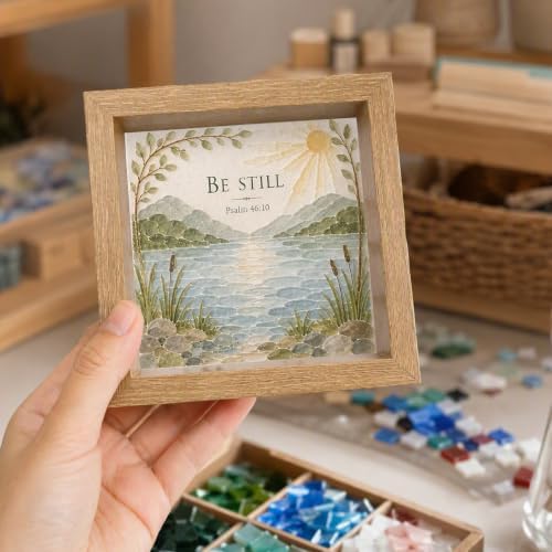 Framed DIY Mosaic Art Kit Acrylic Gem Craft Set Nature Theme Decoration - Image 2