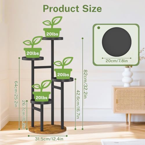 iDavosic.ly 4 Tier Plant Stand Indoor, Corner Tiered Holder Shelf, Brown - Image 2